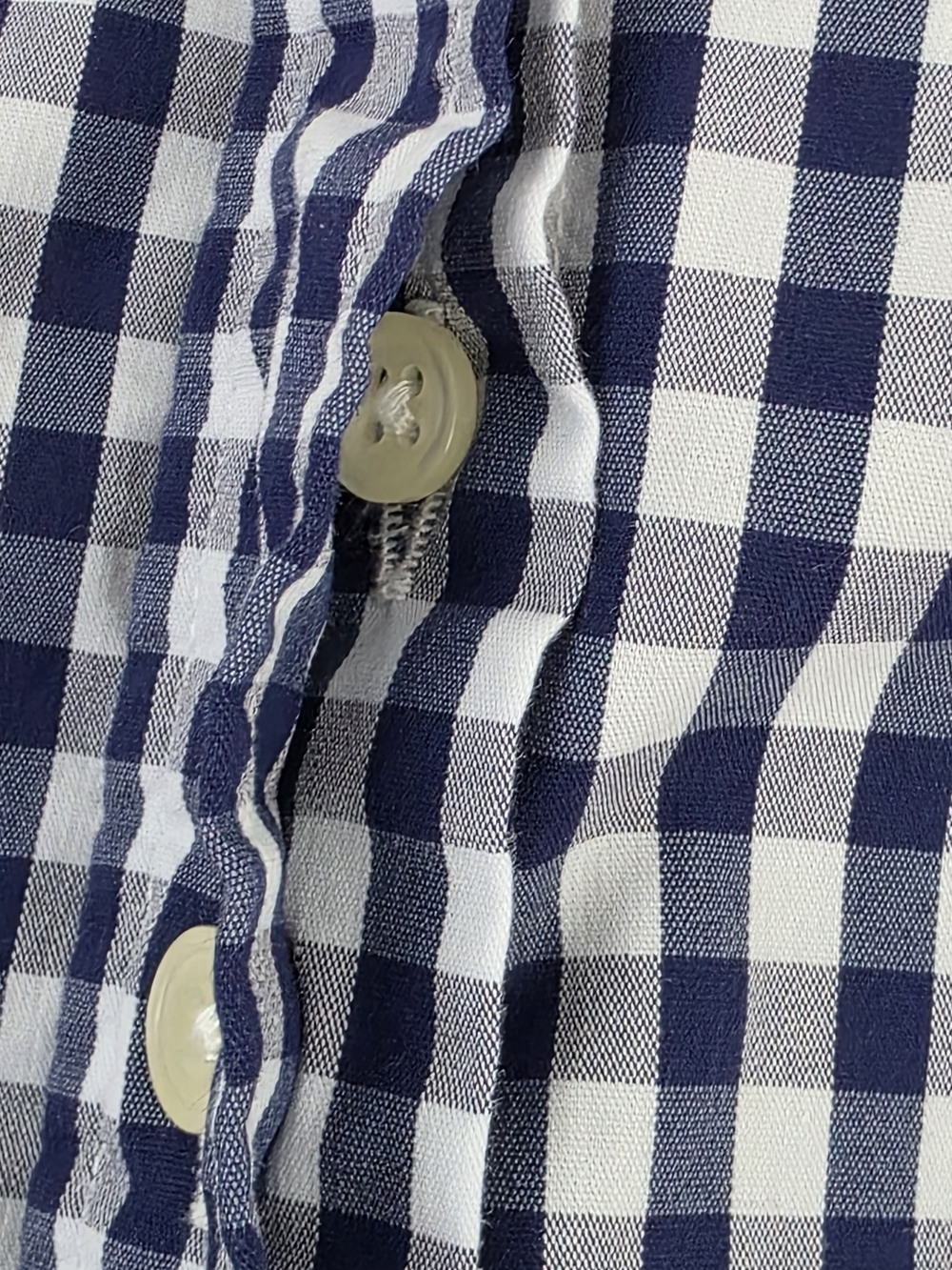 The Shirt by Rochelle Behrens Navy White Gingham Sleeveless Button-Down Size Med - Picture 6 of 9
